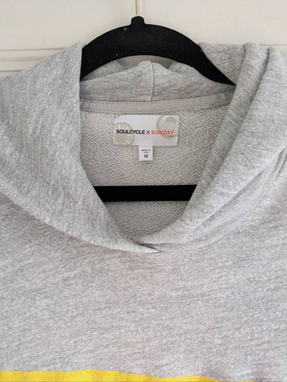 Soulcycle X Sundry Gray Hoodie w Pink & Yellow Stripes M - Picture 4 of 4
